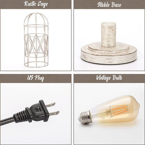 Seaside Village lamp comes with amber LED bulb for energy-efficient warm lighting.