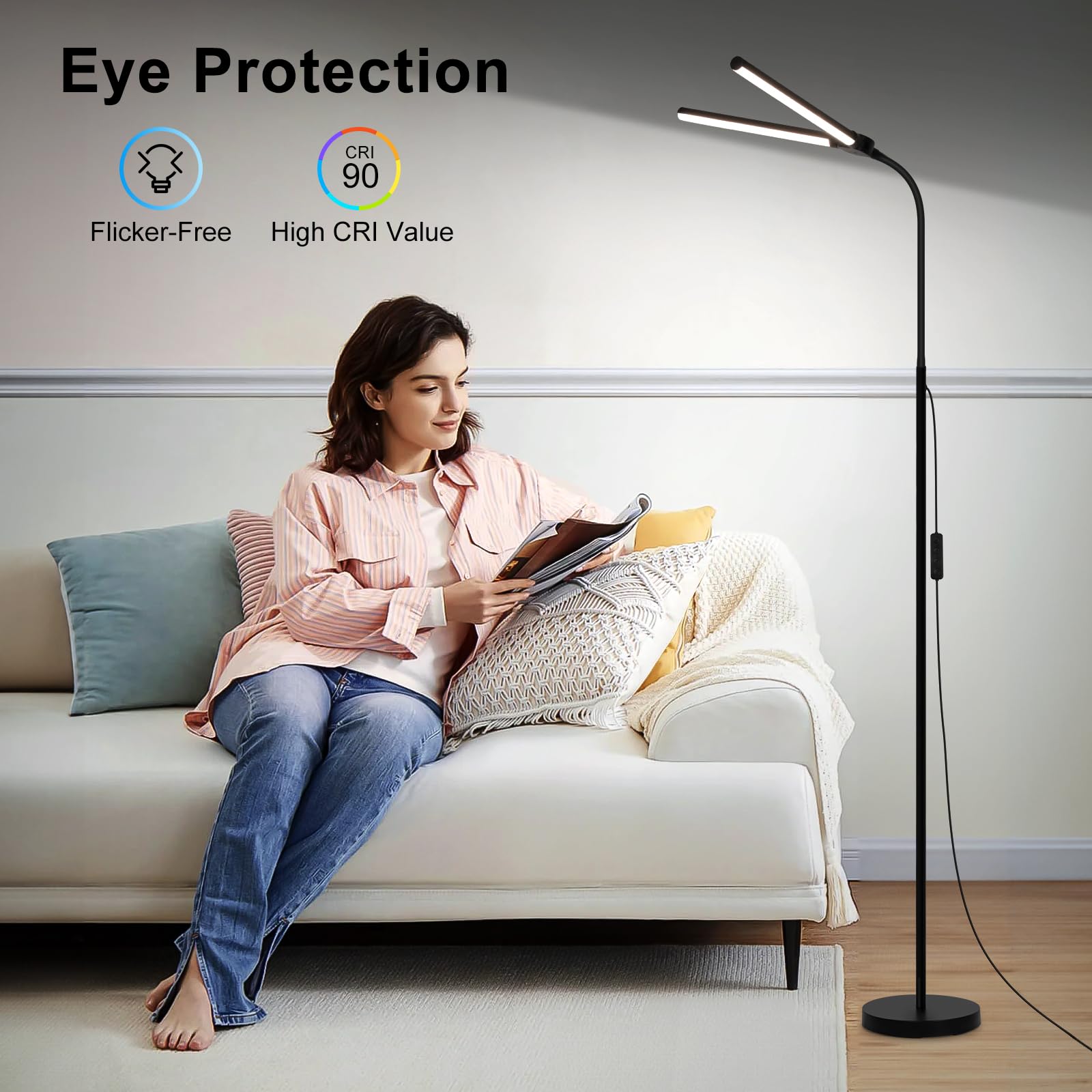 Seaside Village LED Floor Lamp offers five levels of brightness and color temperature control.