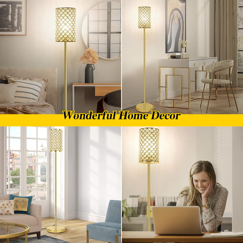 Seaside Village tall gold floor lamp suitable for living rooms and bedrooms.