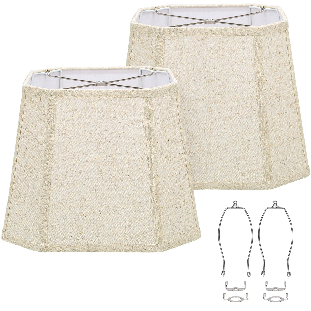 Seaside Village rectangle lamp shade in natural linen provides warm ambiance