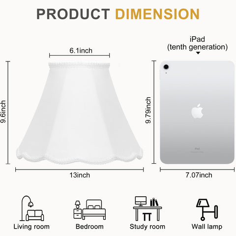 Seaside Village white bell shade with petal edge, side view highlighting delicate trim.