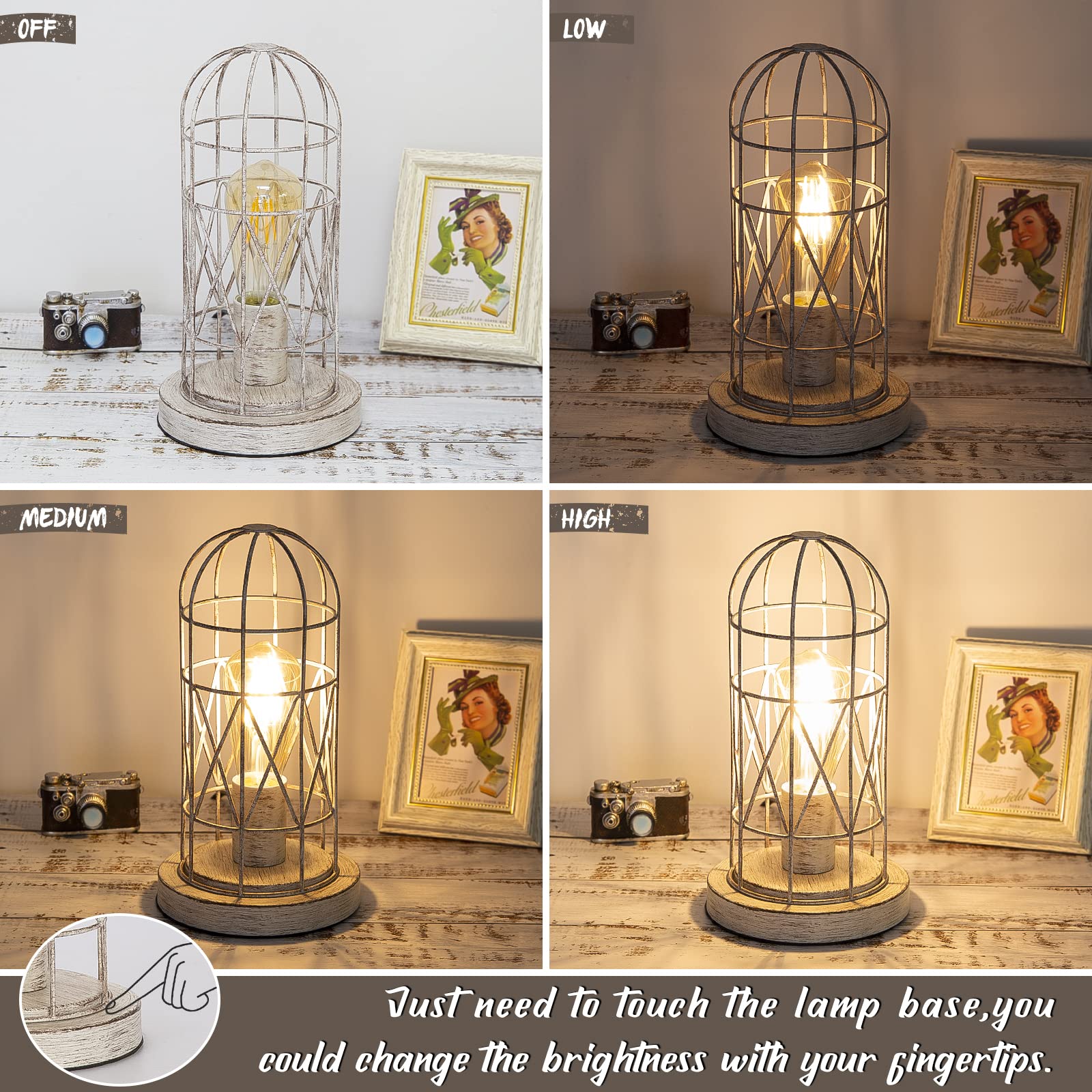 Seaside Village small table lamp with brushed white oak cage suits living rooms and hallways.