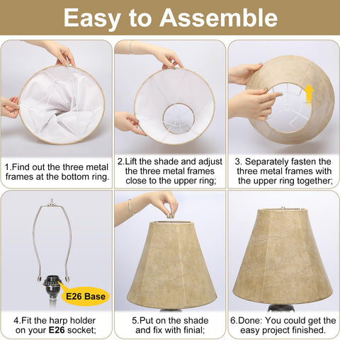 Seaside village spider-fitting lampshade compatible with standard harps and fixtures.