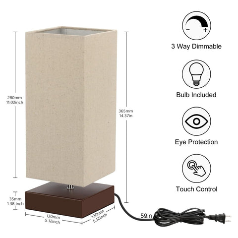 Seaside Village Touch Control Table Lamp square fabric lampshade closeup showing soft diffusion