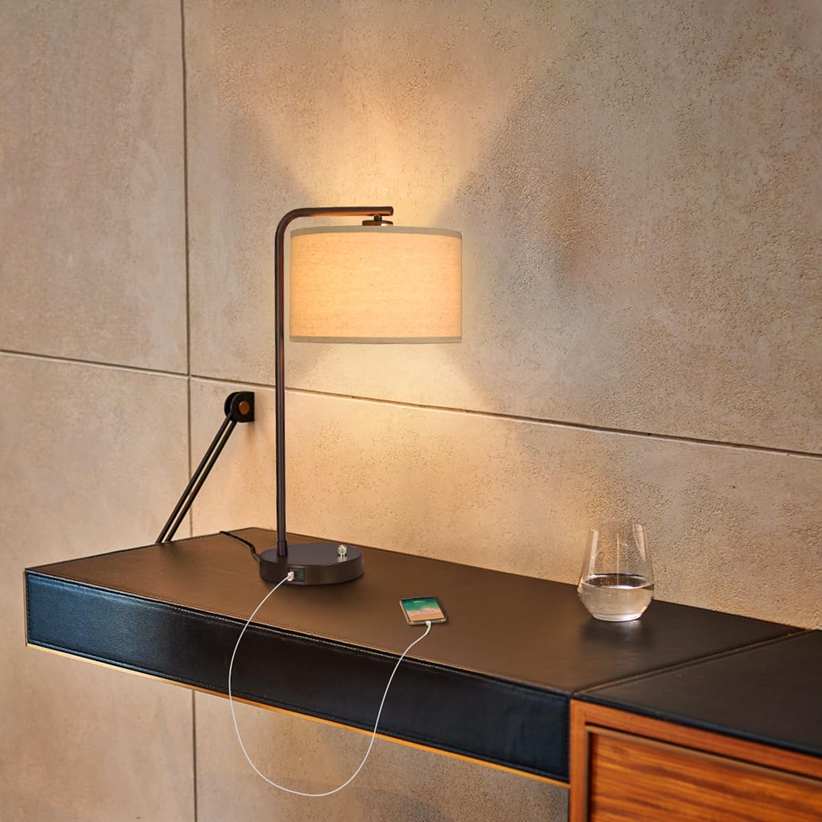Seaside Village tall table lamp includes a 9W LED bulb at 3000K.
