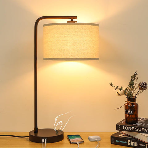 Seaside Village tall table lamp base with USB ports for convenient bedside charging.