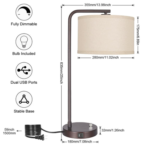 Seaside Village tall table lamp USB ports provide easy device charging.