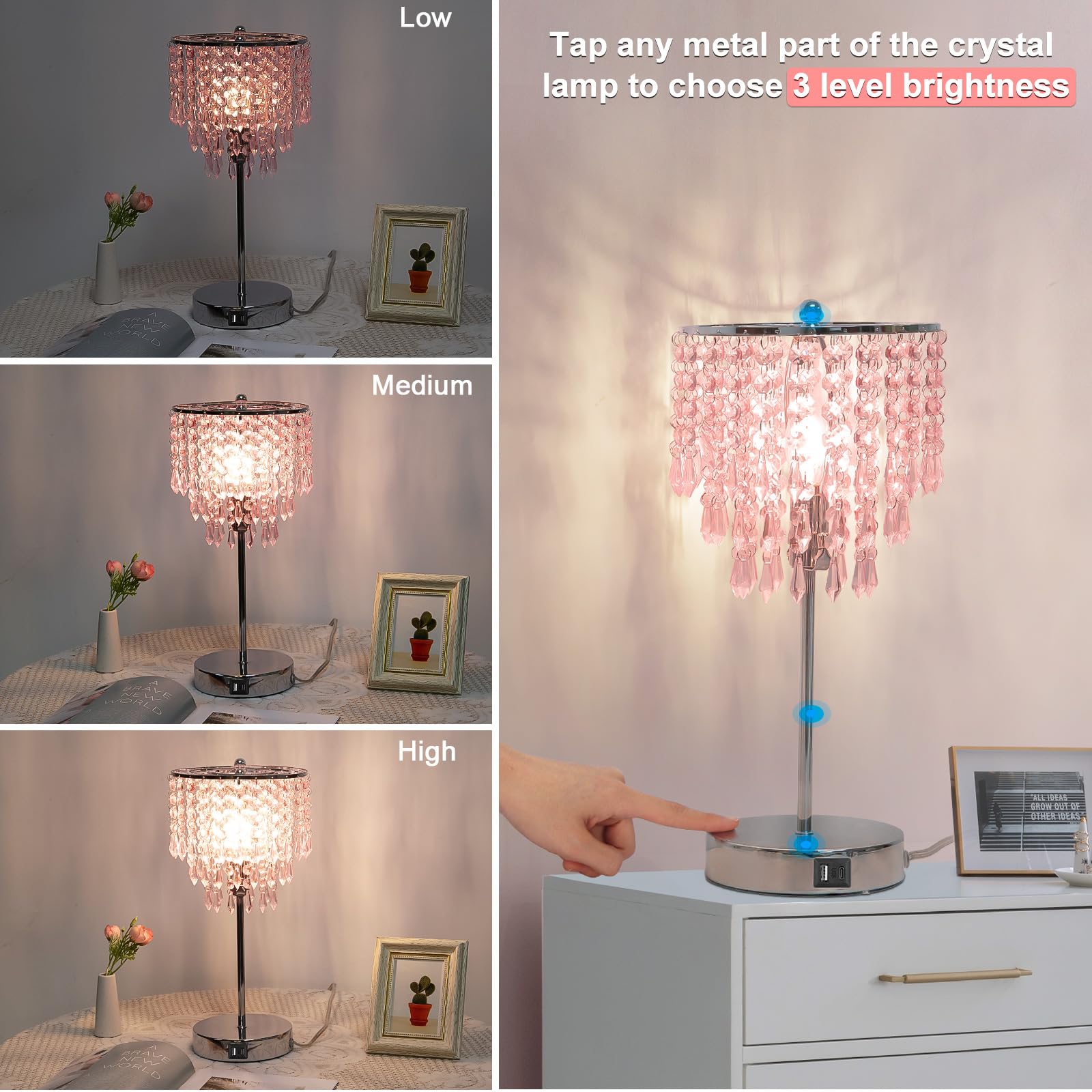 Seaside Village three-way dimming touch control for versatile ambiance