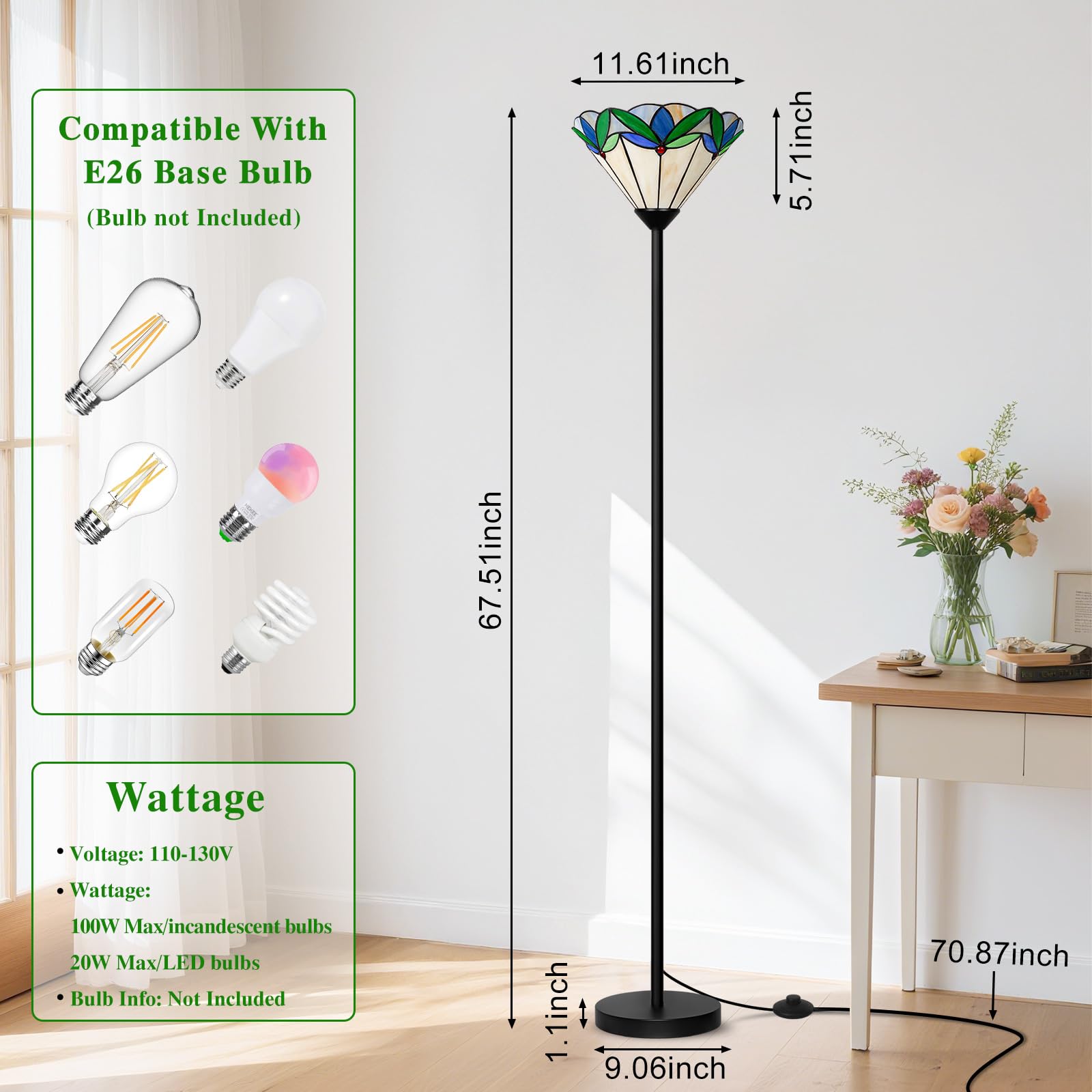 Torchiere lamp design highlighting upward glow for reading nooks