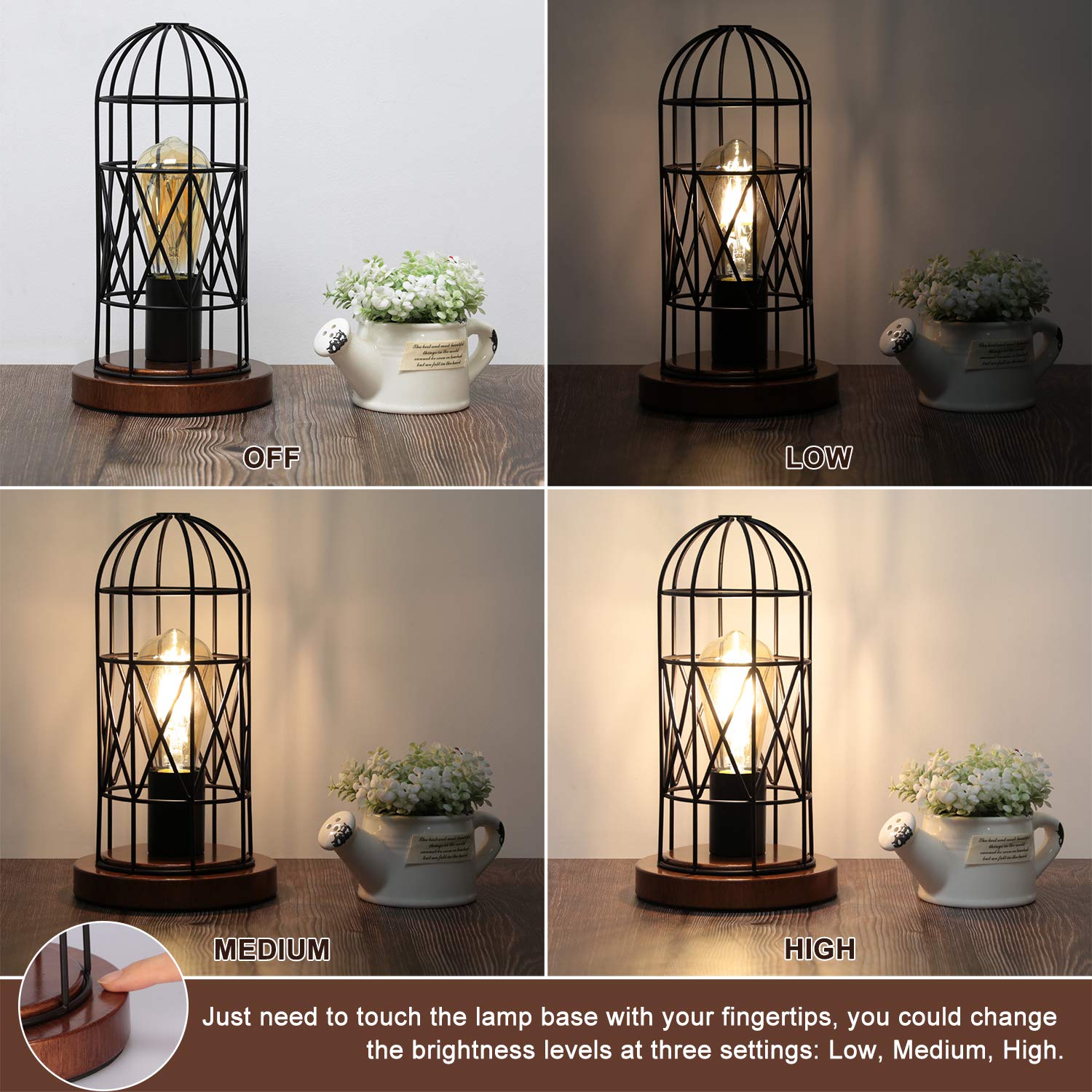 Seaside Village three-way dimmable lamp delivering ambient light.