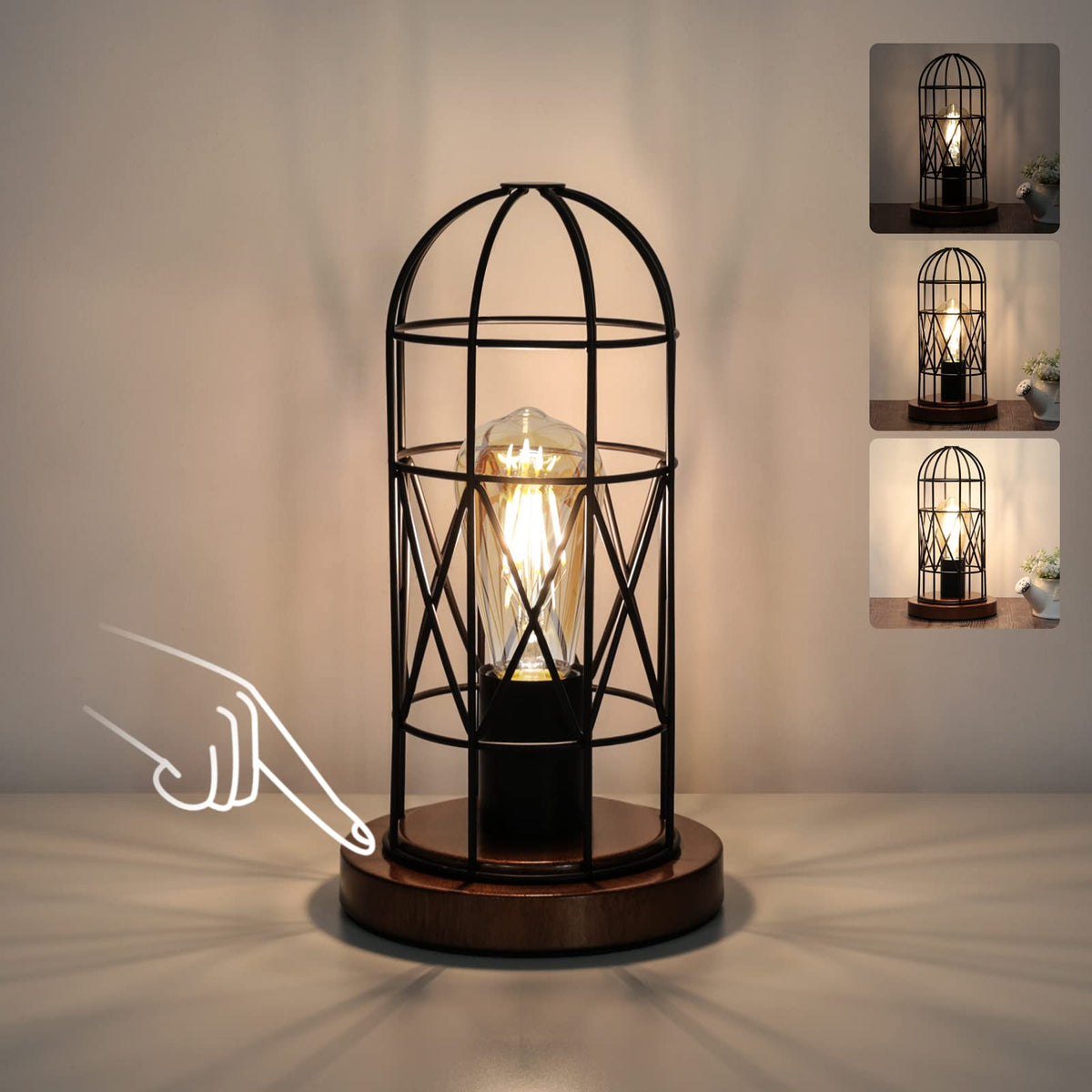 Seaside Village touch-control lamp base for easy bedside dimming.