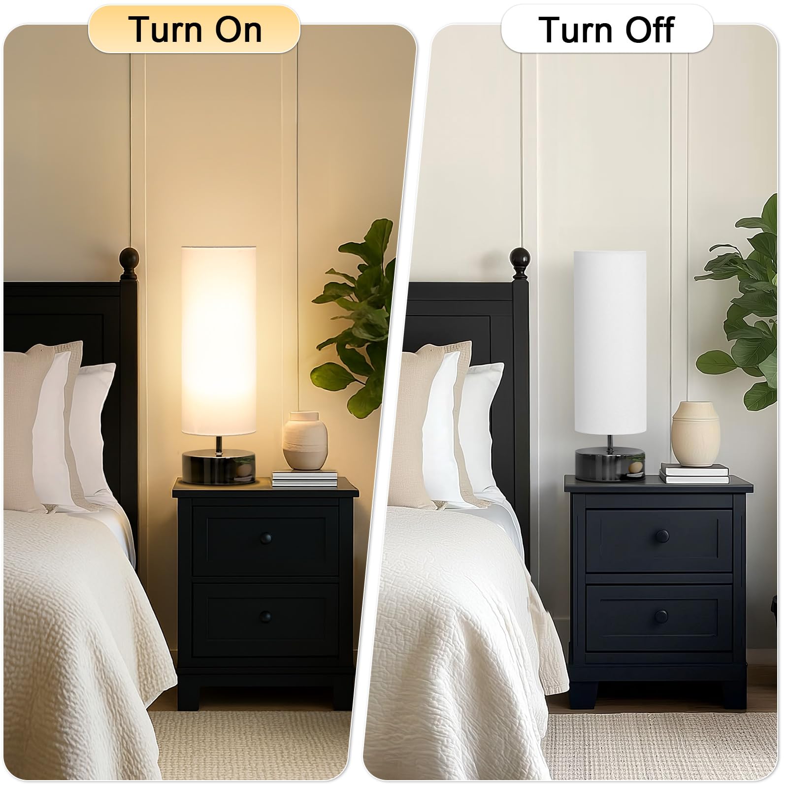 Seaside Village lamp control presents easy on/off with four brightness levels.