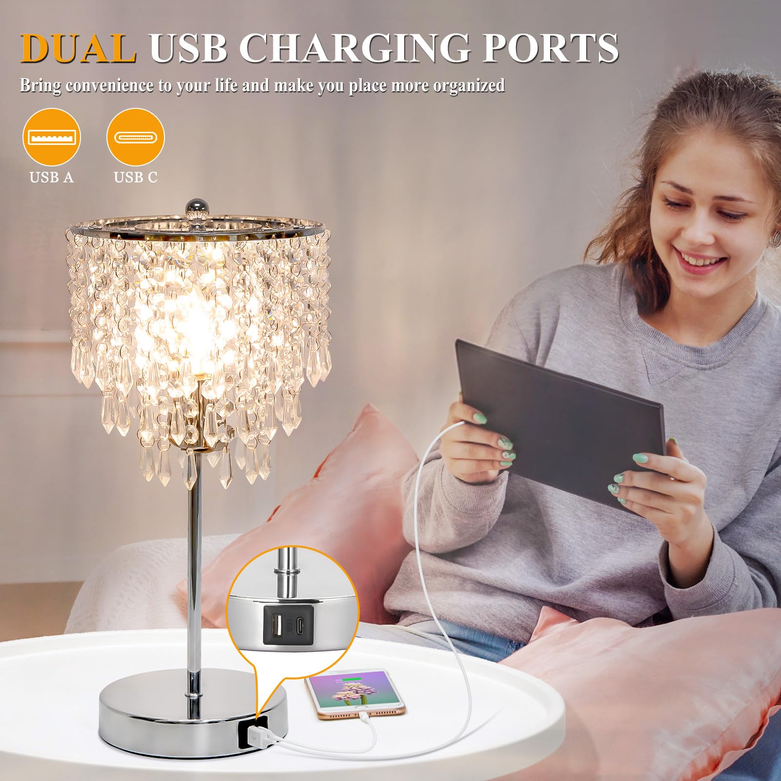 Seaside Village USB A and USB C ports for convenient bedside charging