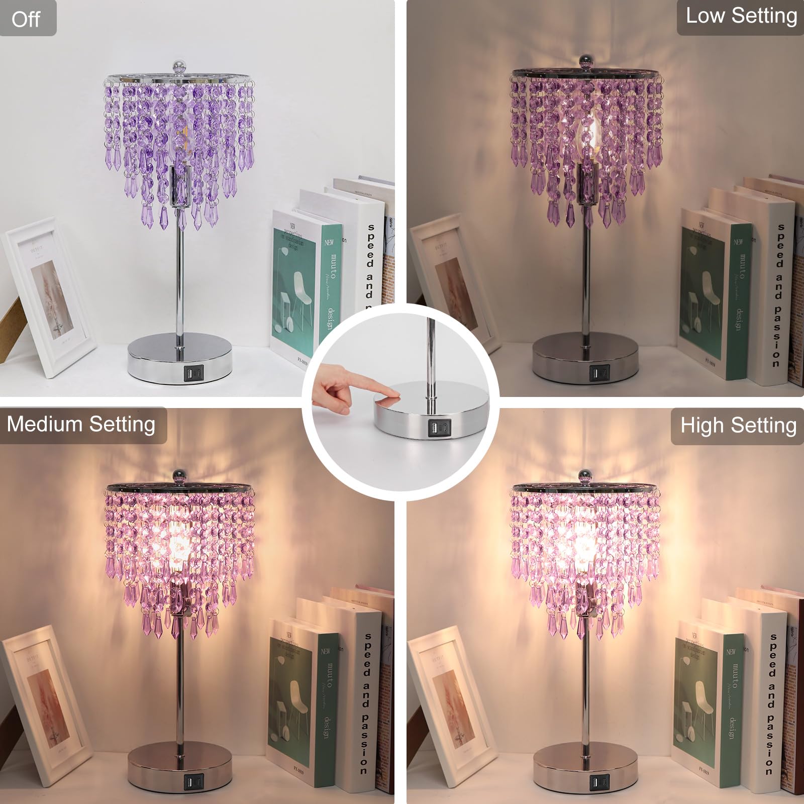 Seaside Village lamp features 3-way dimmable touch control for flexible nighttime lighting