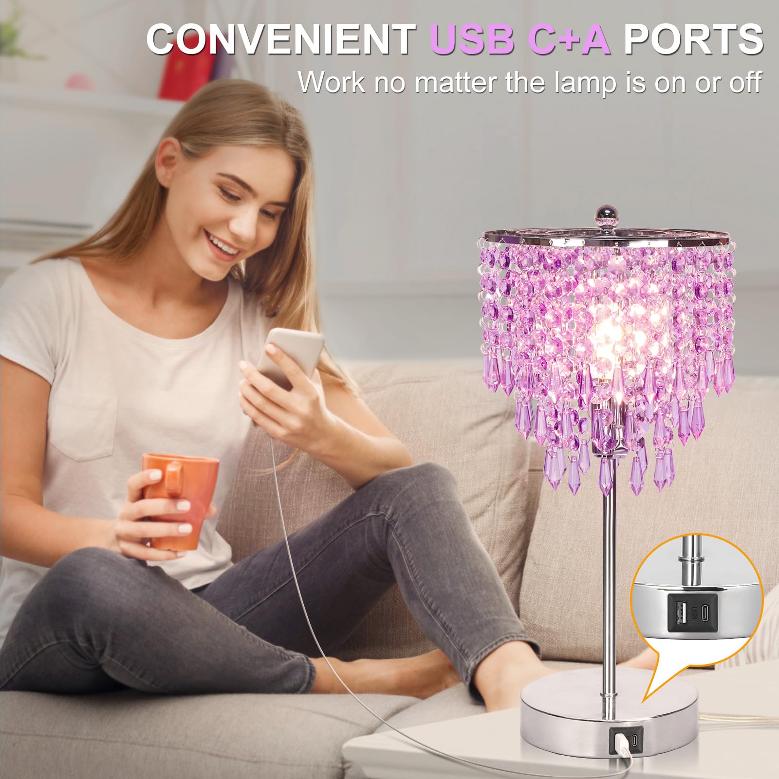 Seaside Village dual USB ports keep devices charged at bedside without clutter