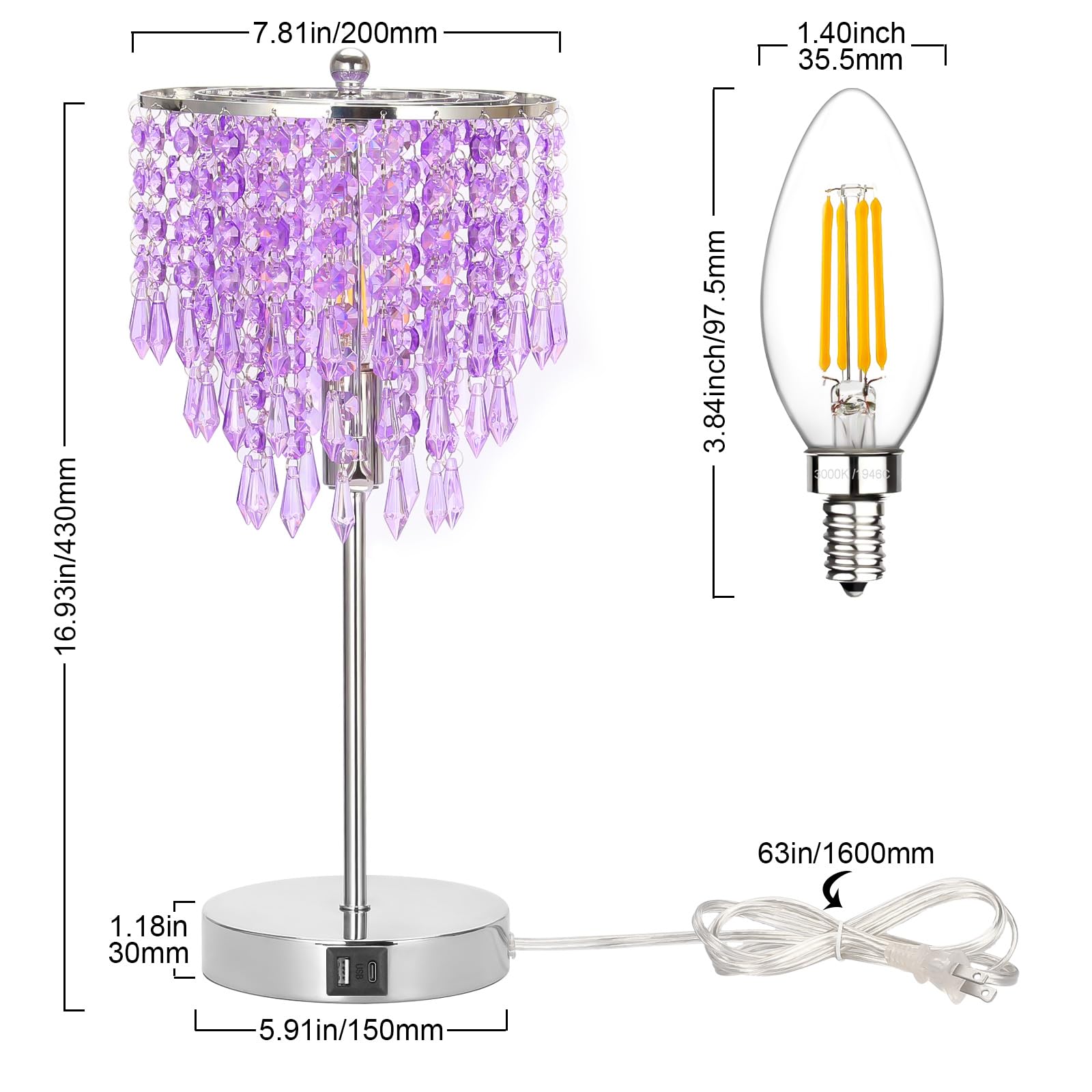 Seaside Village lavender crystal strands add decorative charm for ambient glow