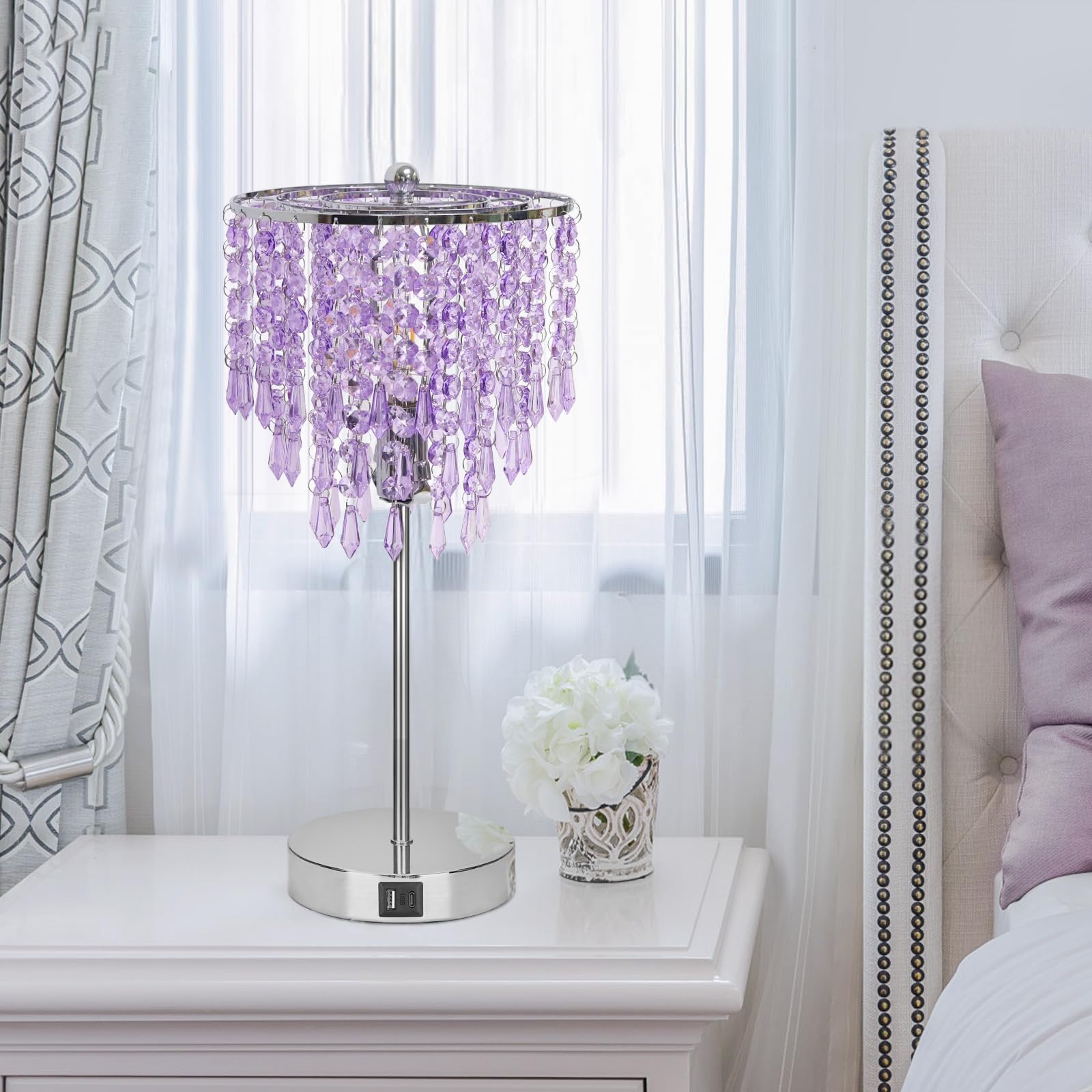 Seaside Village lamp quick to assemble with pre-attached crystal strands
