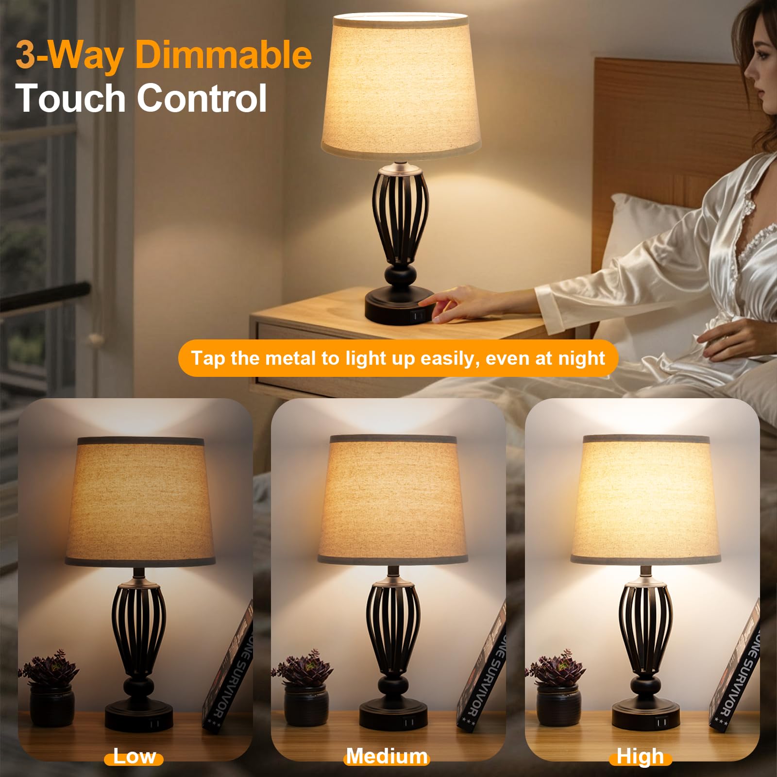 Seaside Village USB Bedside Lamp dimmable base enables tailored mood