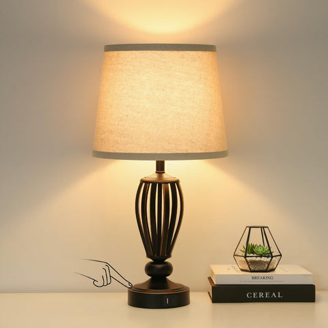 Seaside Village USB Bedside Lamp front view highlighting compact footprint for small spaces