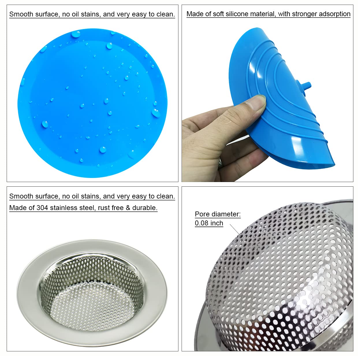 Seatery stainless steel drain strainer resists rust and deformation