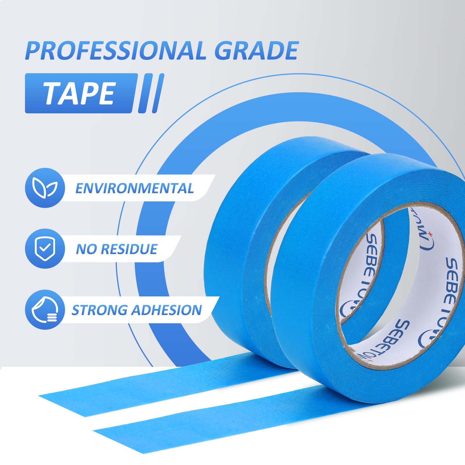 Close-up of SEBETOW tape delivering a sharp edge for masking