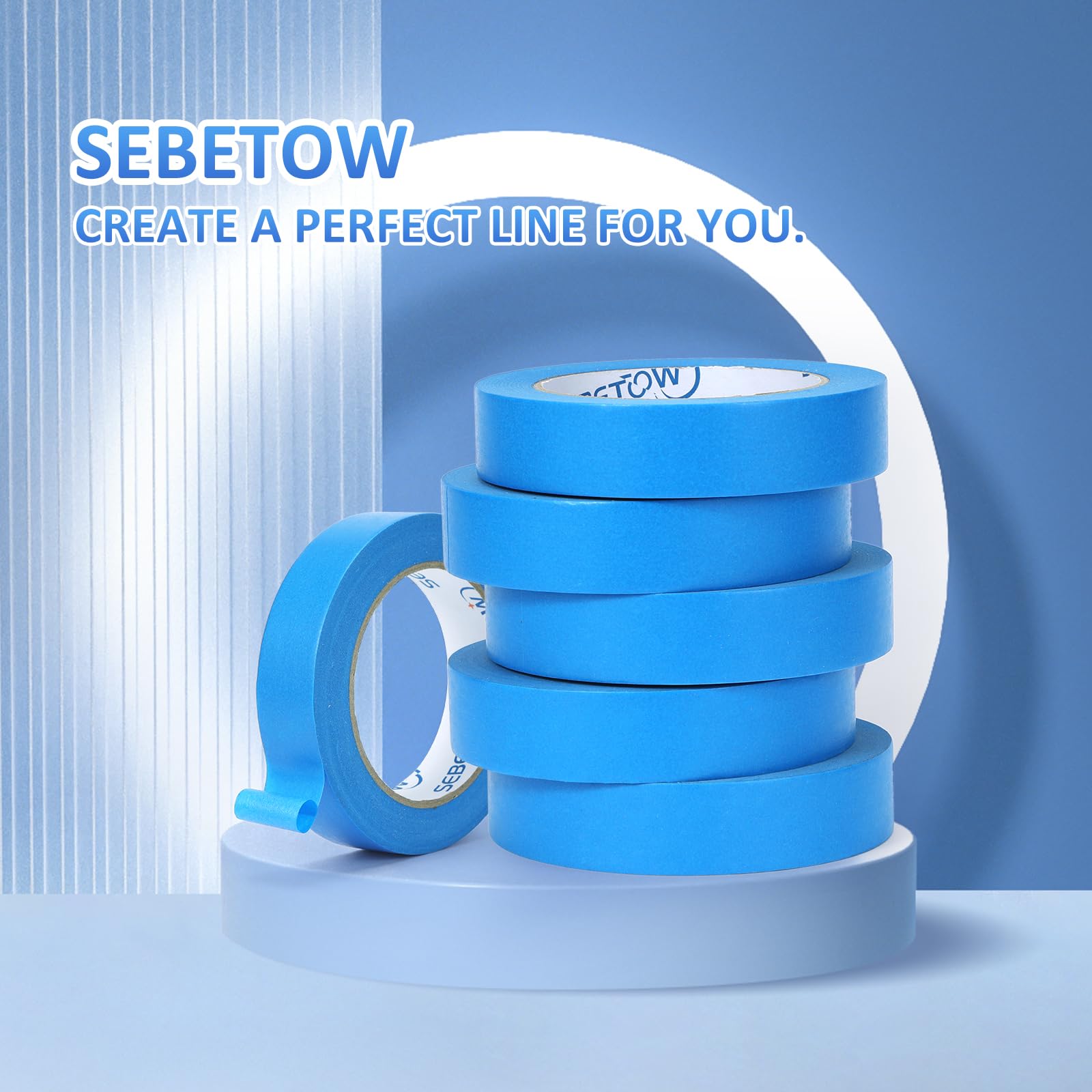Hand-tear action shows easy use of SEBETOW painter's tape