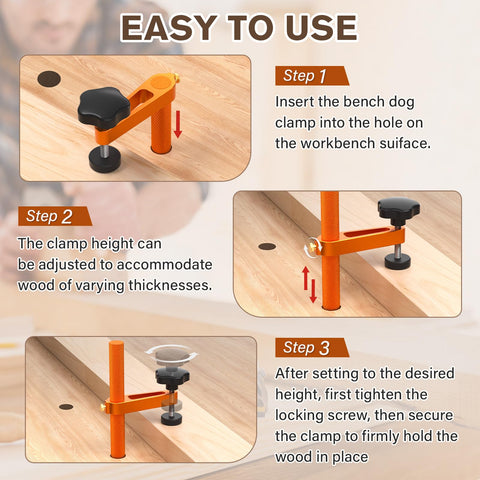 Sebupar adjustable-height clamp adapts to different material thicknesses for versatile use.
