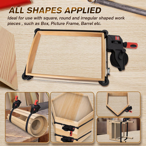Sebupar band clamp adjustment enables quick setup for irregular shapes.