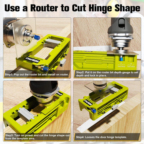 Sebupar router bits included ensure easy, accurate hinge installation.