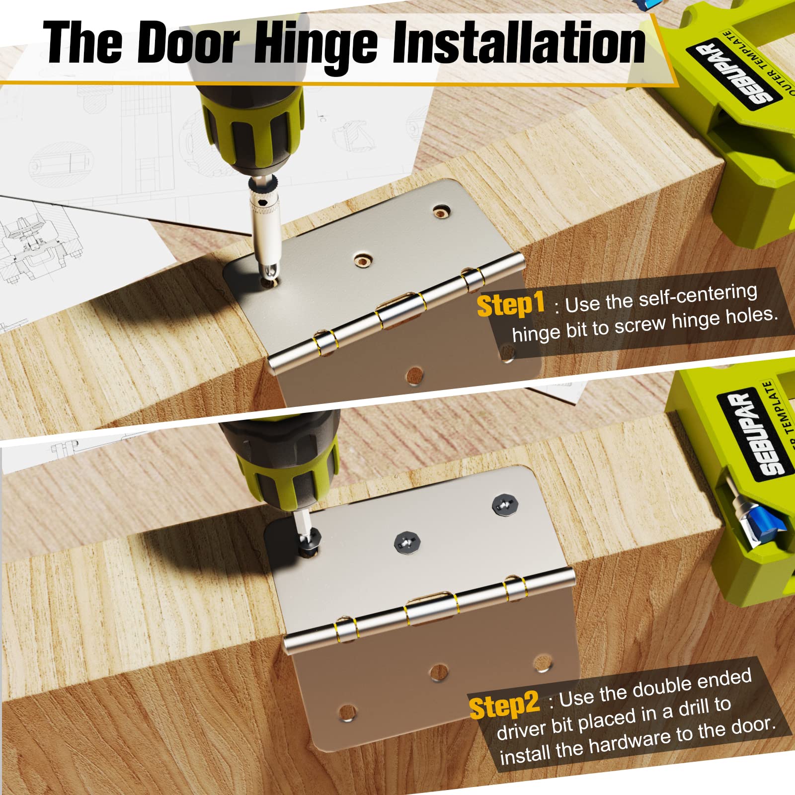 Sebupar durable plastic template with anti-slip pads stabilizes during routing.