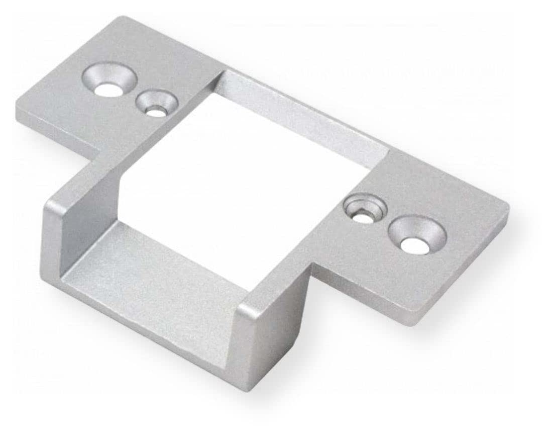 Seco-Larm Enforcer Mini silver low-cut strike plate highlights slim profile for flexible doors