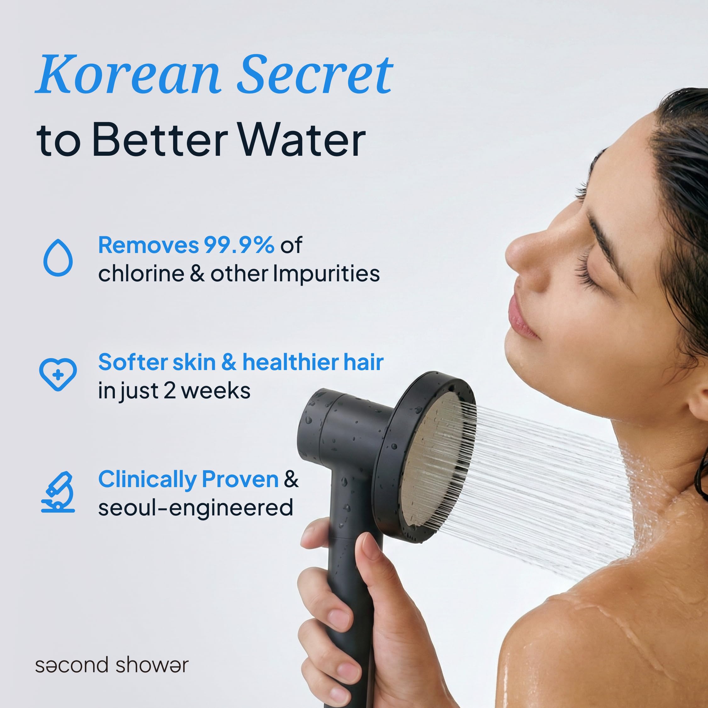 SecondShower vitamin C filtration layer enhances water purity and skin health.