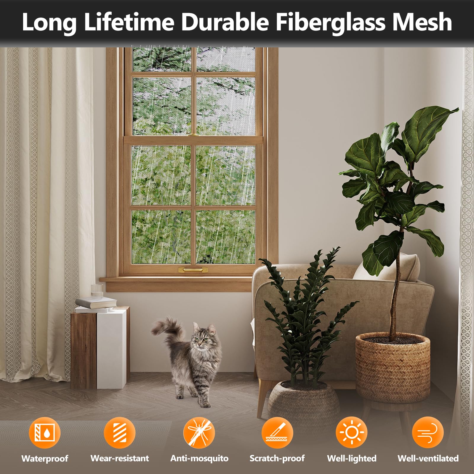 Durable fiberglass mesh from Secopad resists wear for long-lasting screens.