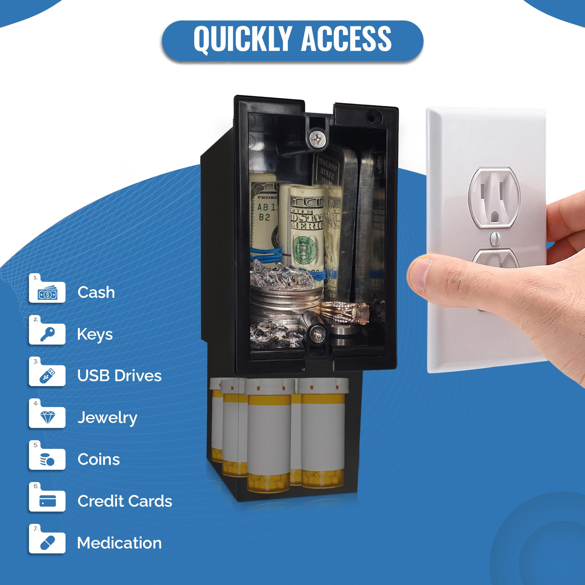 Secret Stash Wall Outlet Safe magnetic access keeps valuables secure yet reachable.