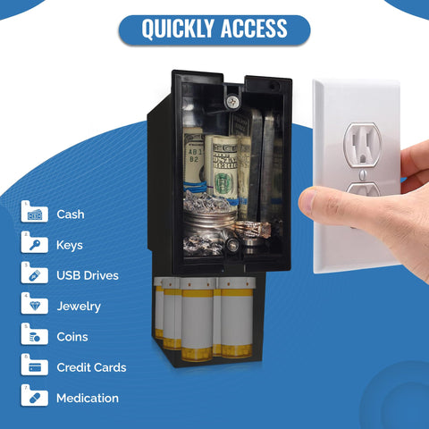 Secret Stash Wall Outlet Safe magnetic access keeps valuables secure yet reachable.