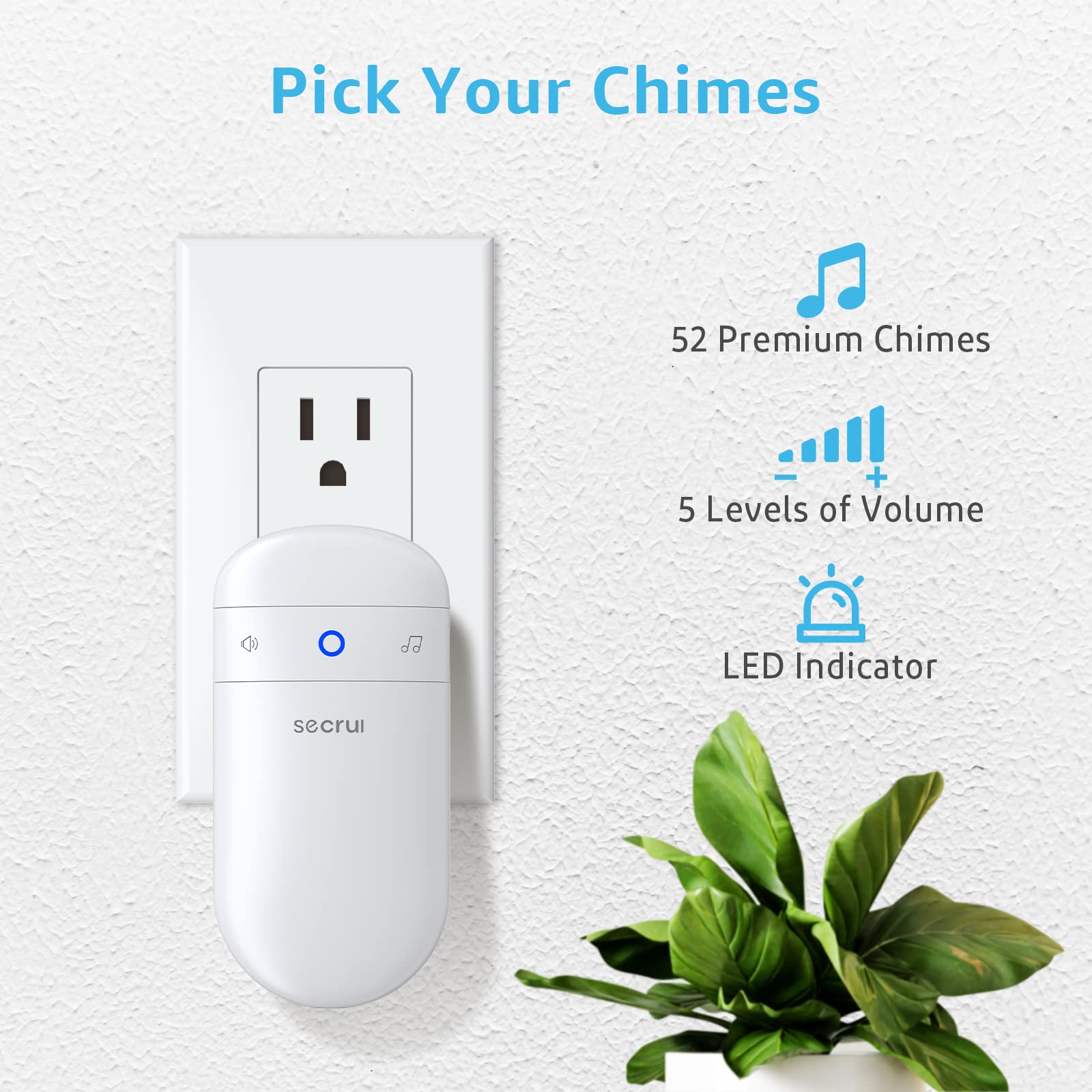 SECRUI 58 chimes and five volume levels for customizable notifications.