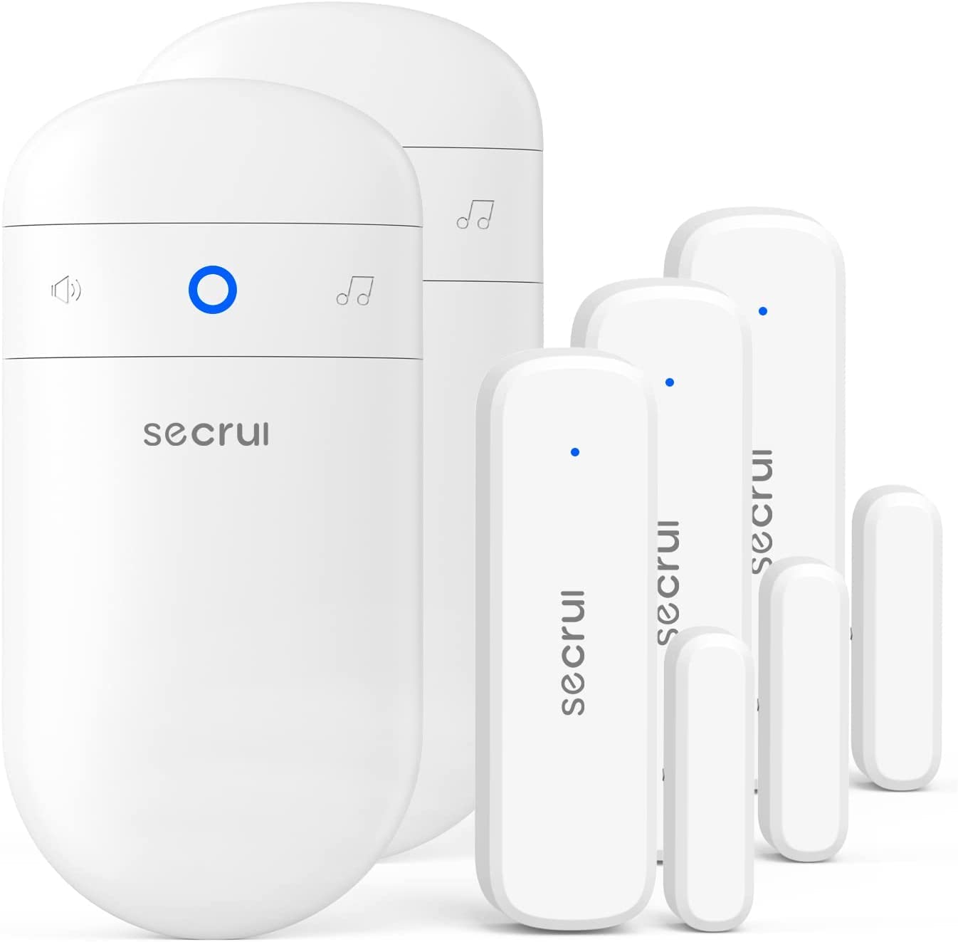 SECRUI door chime 3-sensor layout with 2 receivers for reliable entry alerts