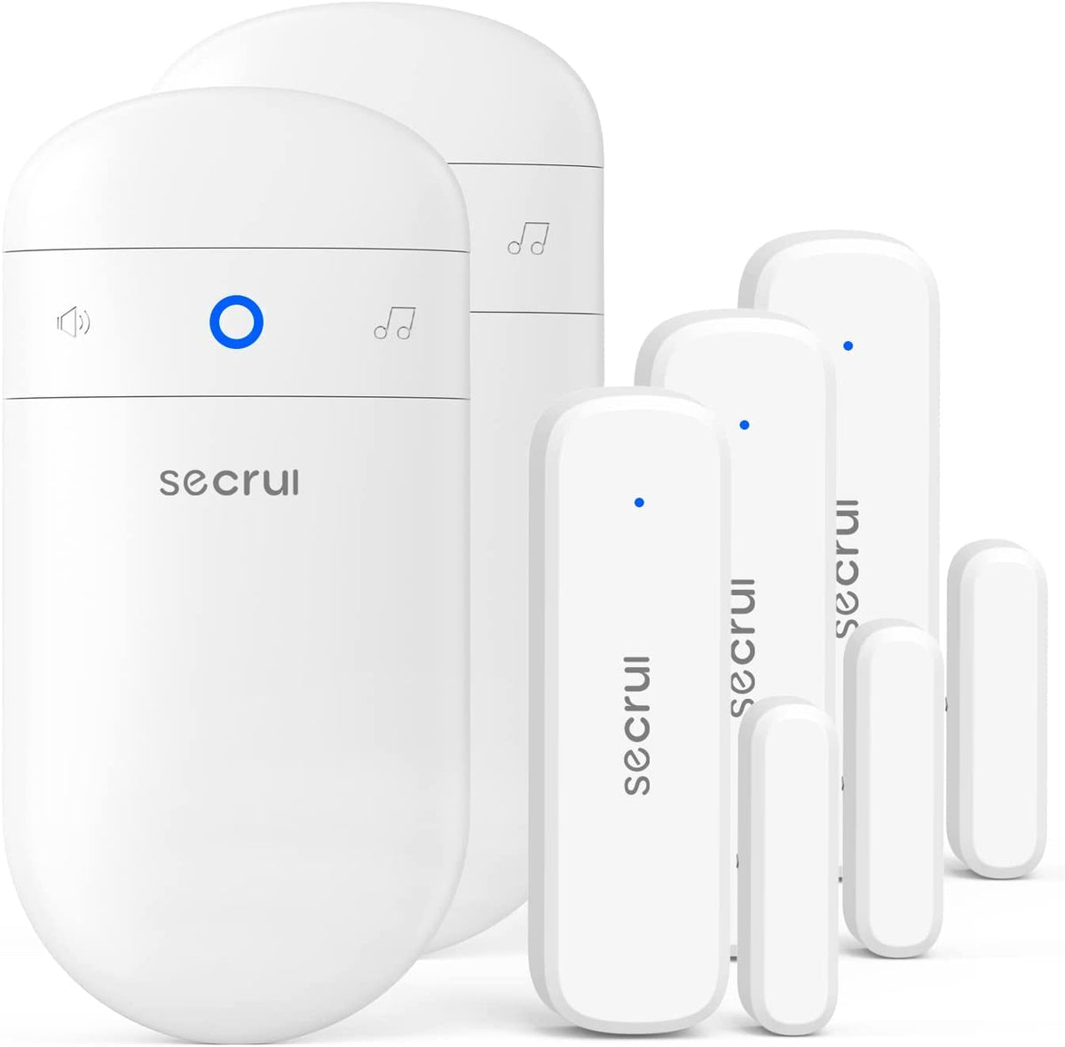 SECRUI door chime 3-sensor layout with 2 receivers for reliable entry alerts