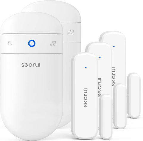 SECRUI door chime 3-sensor layout with 2 receivers for reliable entry alerts