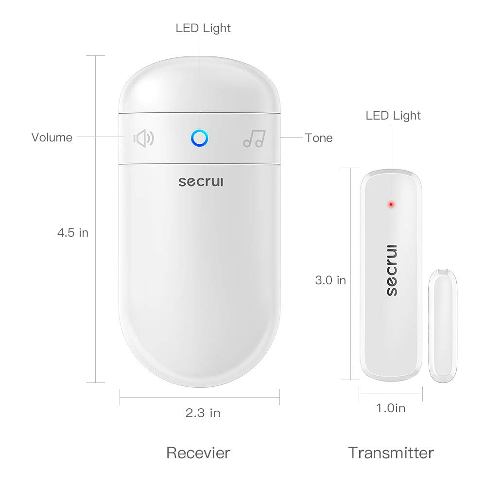 SECRUI Door Chime LED indicator confirms activity even when muted.