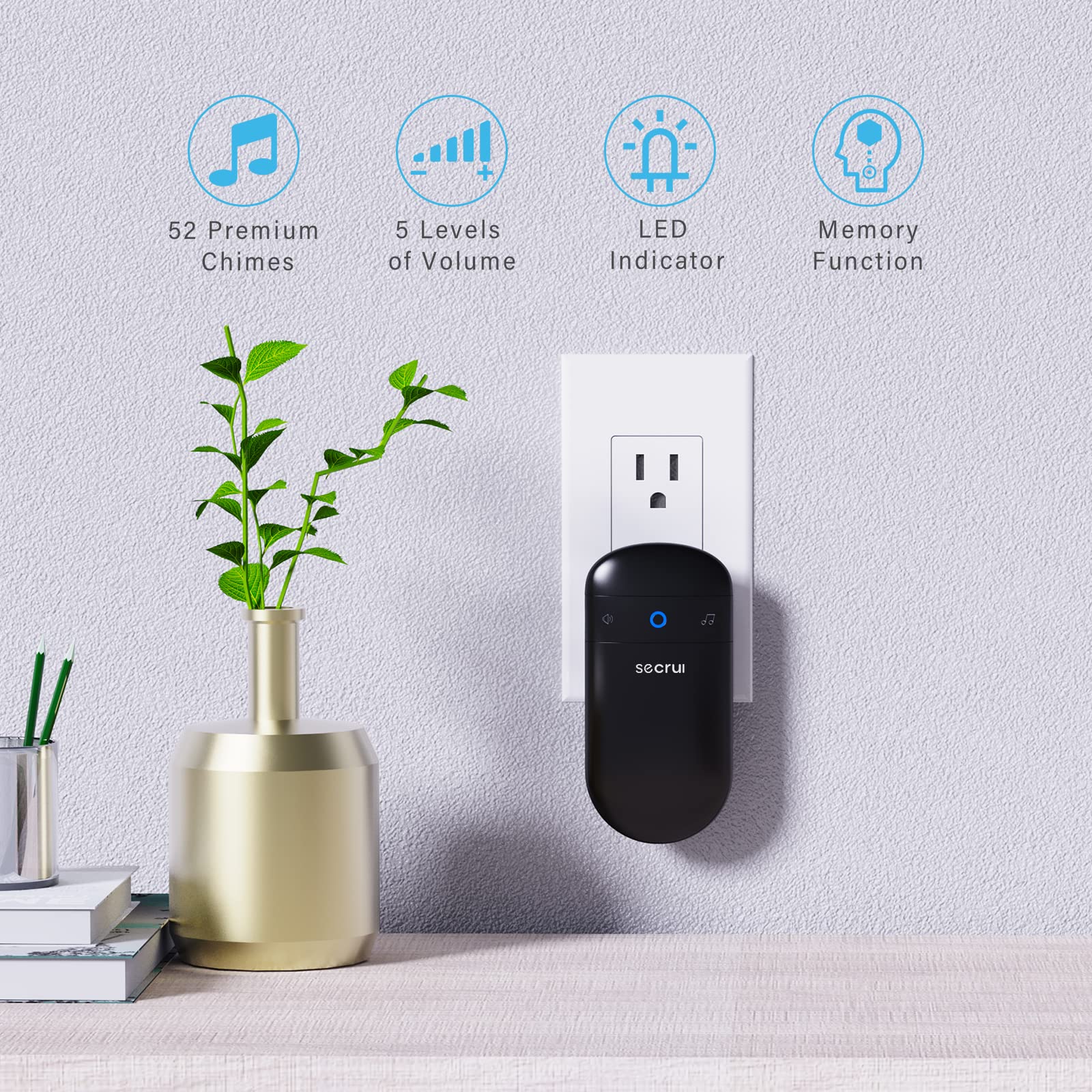 SECRUI door sensor with magnetic strip triggers on door opening.
