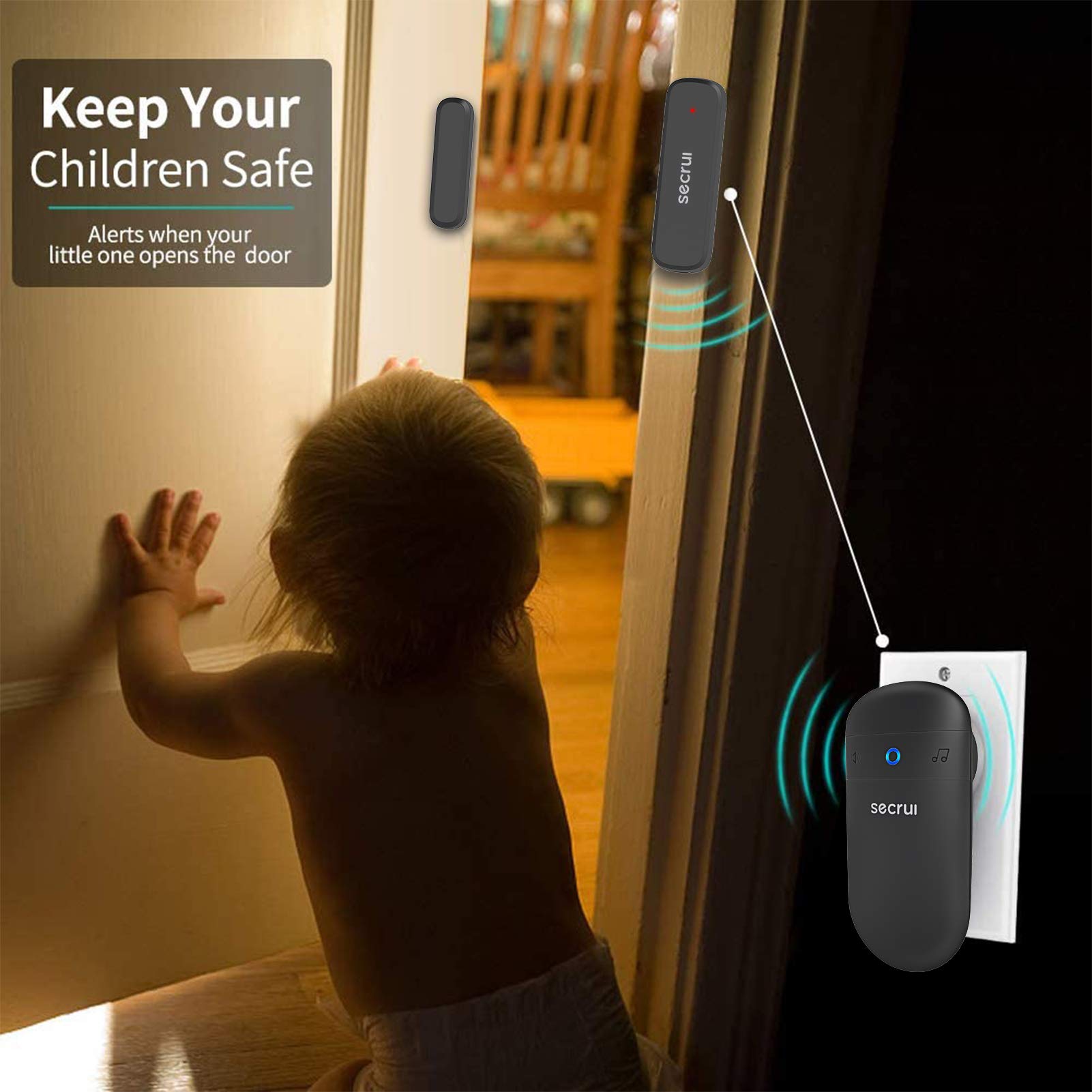 SECRUI door sensor magnetic strip close-up for easy placement and reliable alerts.