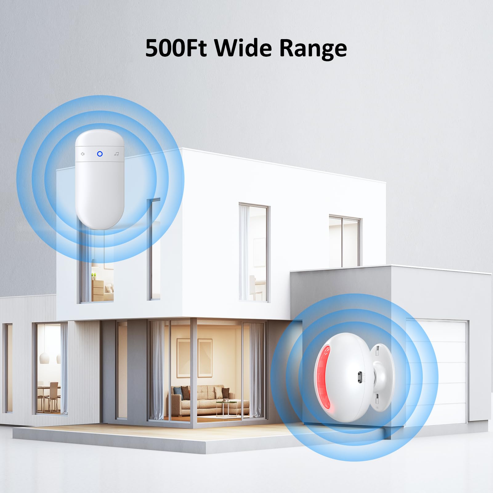 SECRUI doorbell with 32 ringtones and volume control.