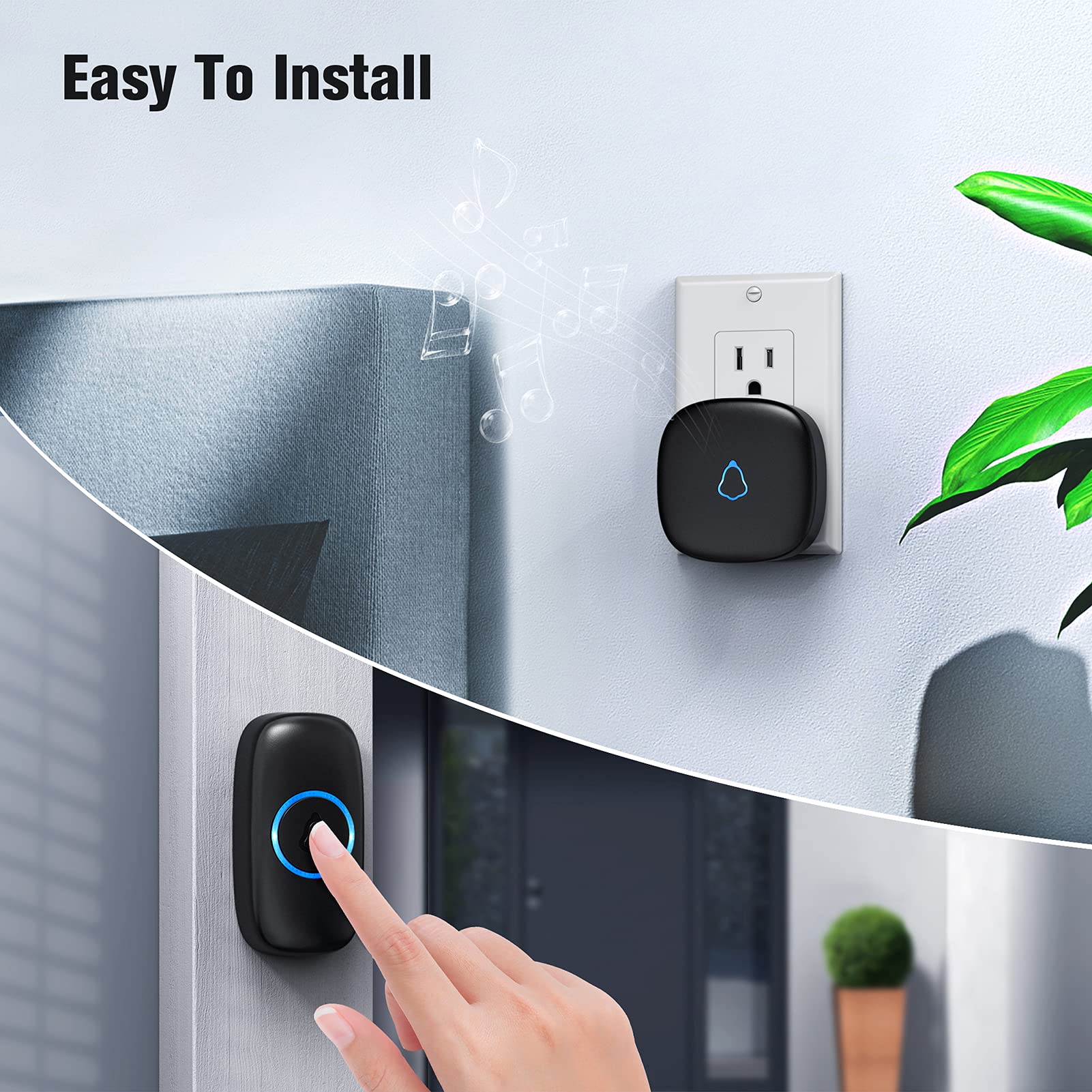 SECRUI doorbell colorful LED button illuminates for high-visibility visitor alerts.