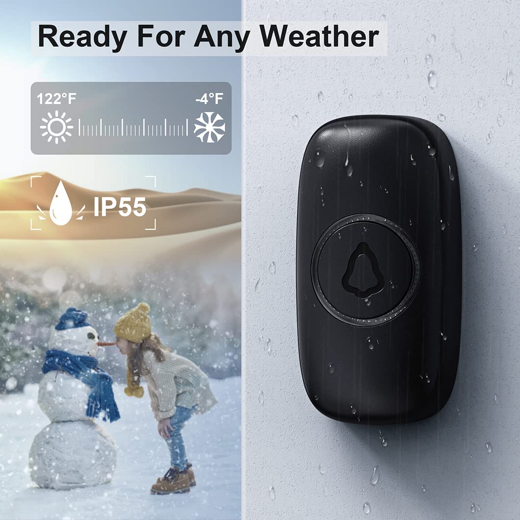 SECRUI doorbell with LED flash and multiple chimes for clearer alerts.