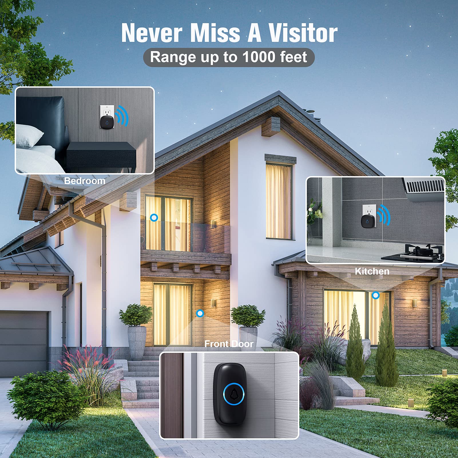 SECRUI doorbell range up to 1,000 ft for flexible placement.
