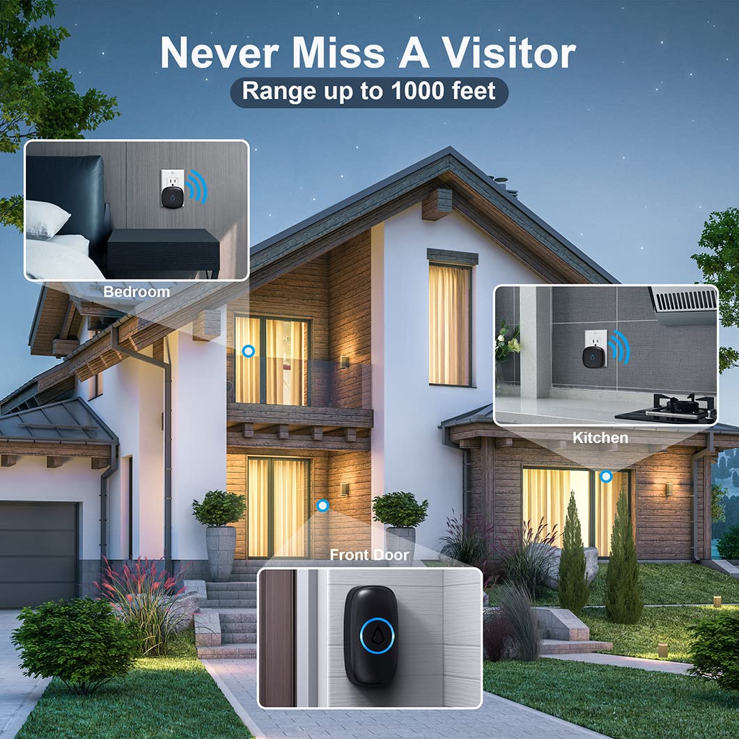 SECRUI doorbell long-range coverage reaches distant entrances up to 1000 ft.