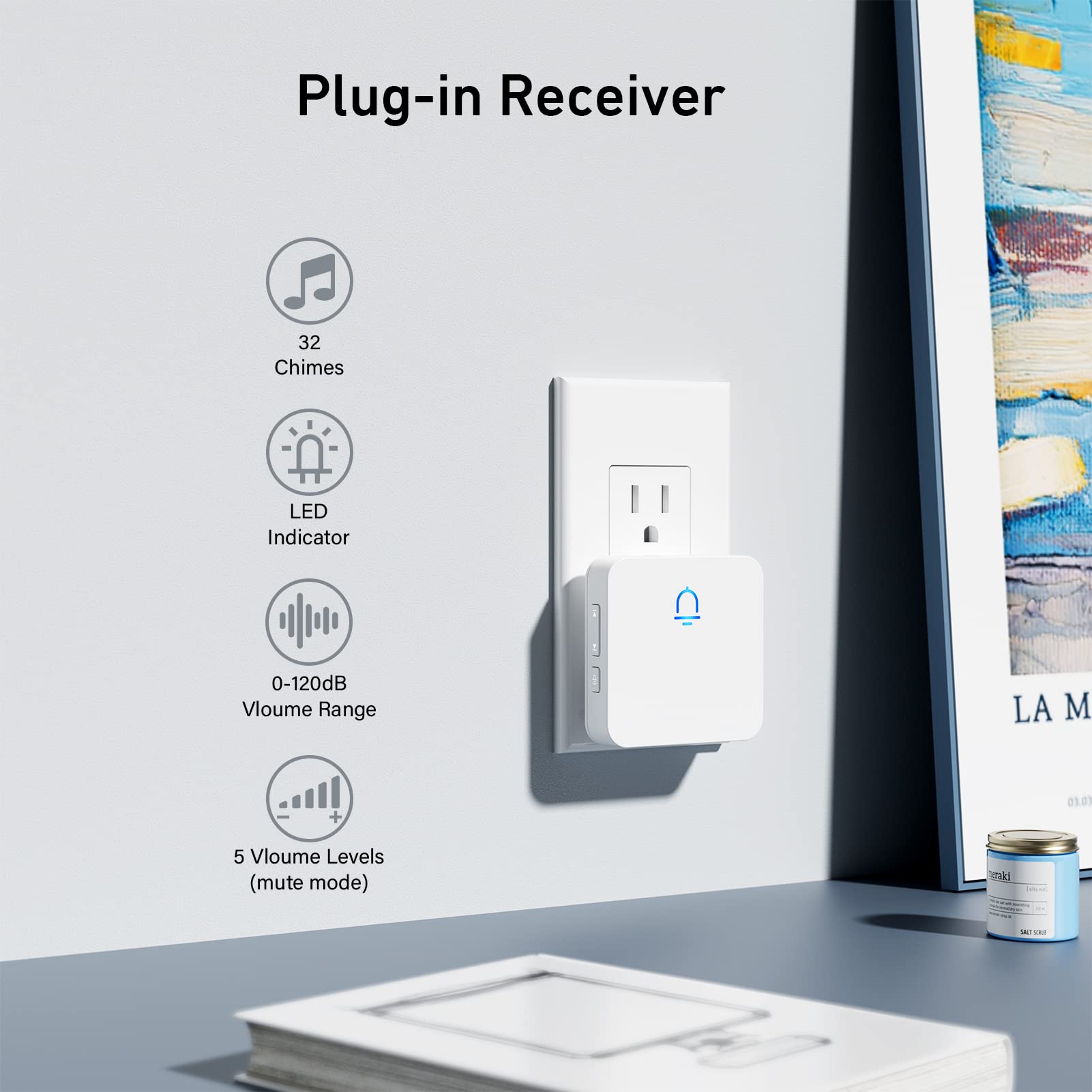 SECRUI doorbell with two receivers shown in hallway demonstrates reliable coverage