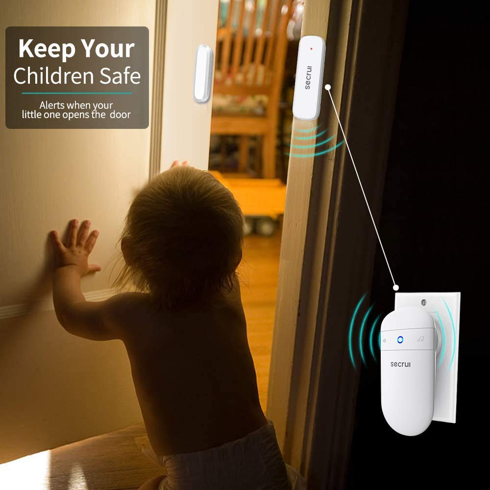 SECRUI magnetic door sensor strip detects door movement and triggers chimes