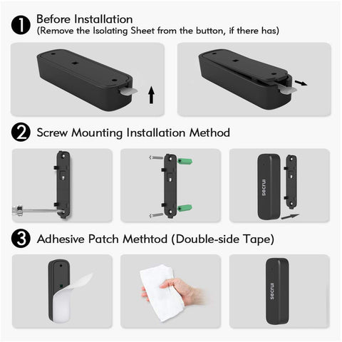 SECRUI mini contact sensor close-up for discreet entry alerts.